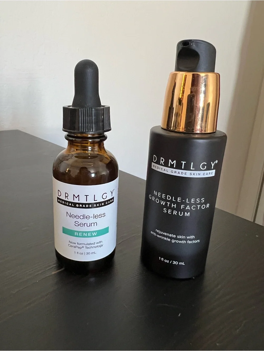 DRMTLGY Needle-less Growth Factor Serum — Black & Gold Bottle